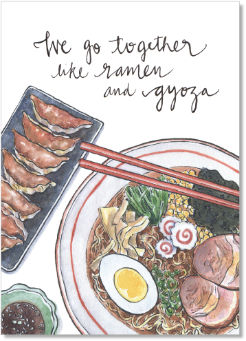 Ramen & Gyoza - Ramen On Valentines Day (428x554), Png Download
