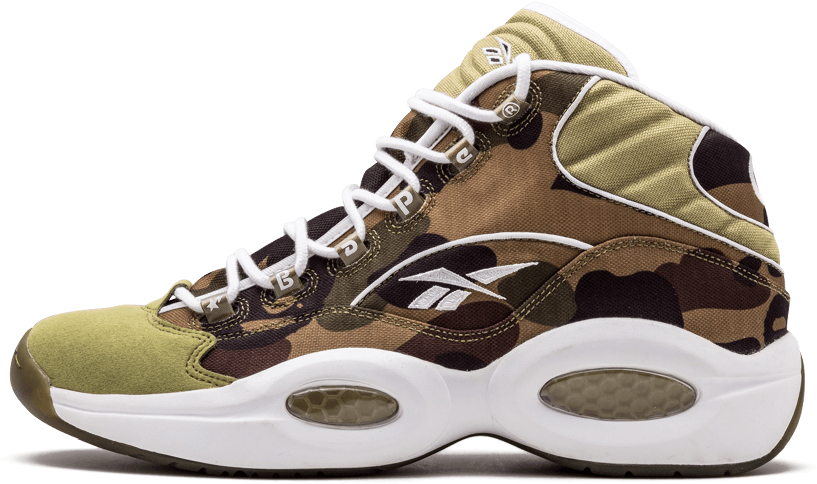 Reebok Mens X Bape Question Mid (1000x600), Png Download
