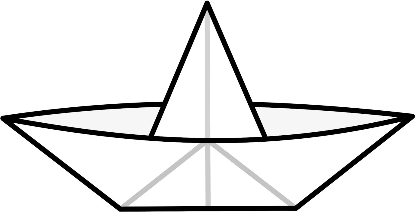 Origami Paper Sailboat Ship - Drawing Of Paper Boat (1474x750), Png Download