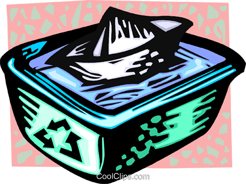 Recycle Box With Water And A Paper Boat Royalty Free (480x360), Png Download