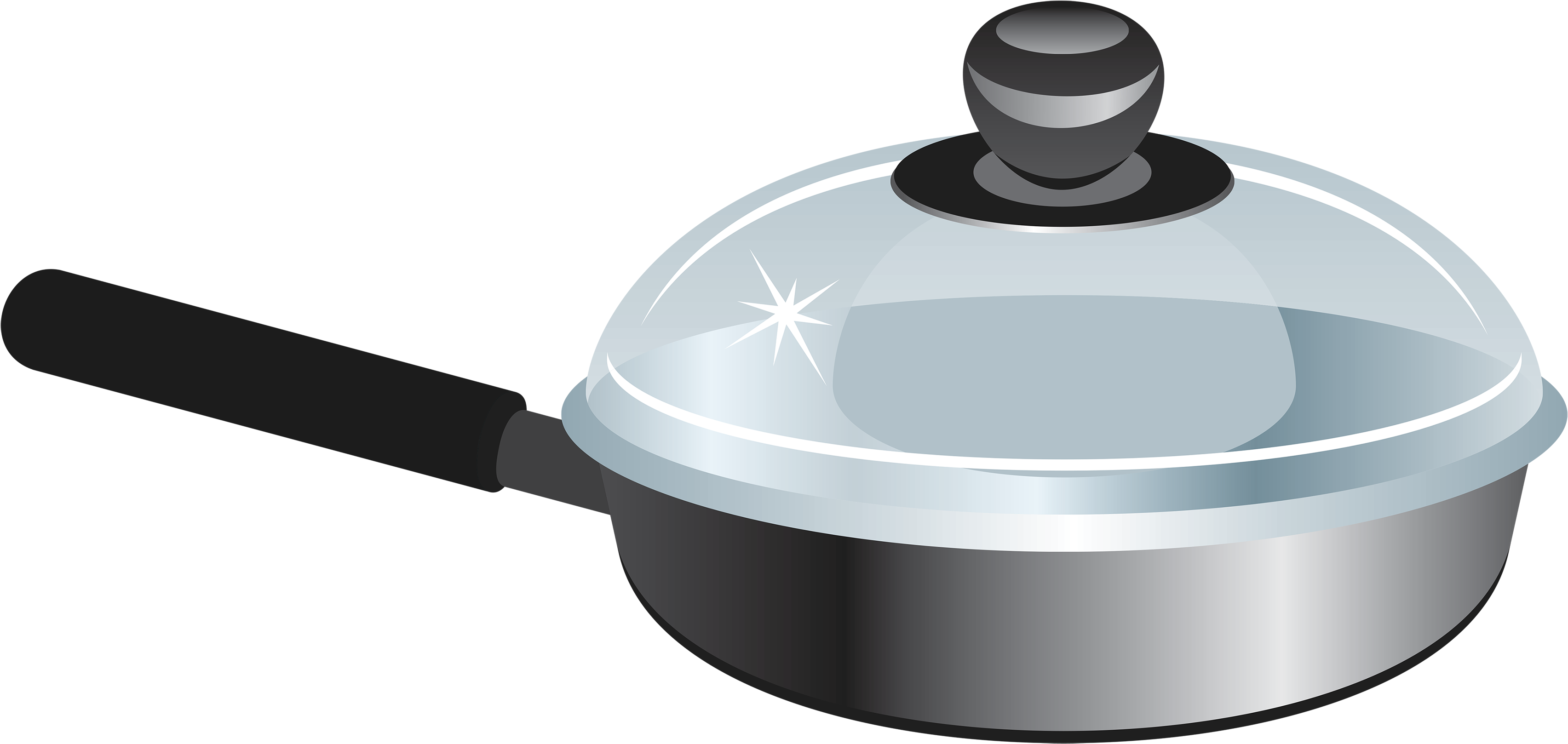 Deep Frying Pan Png Clipart - Pan With Lid Clipart (3500x1721), Png Download