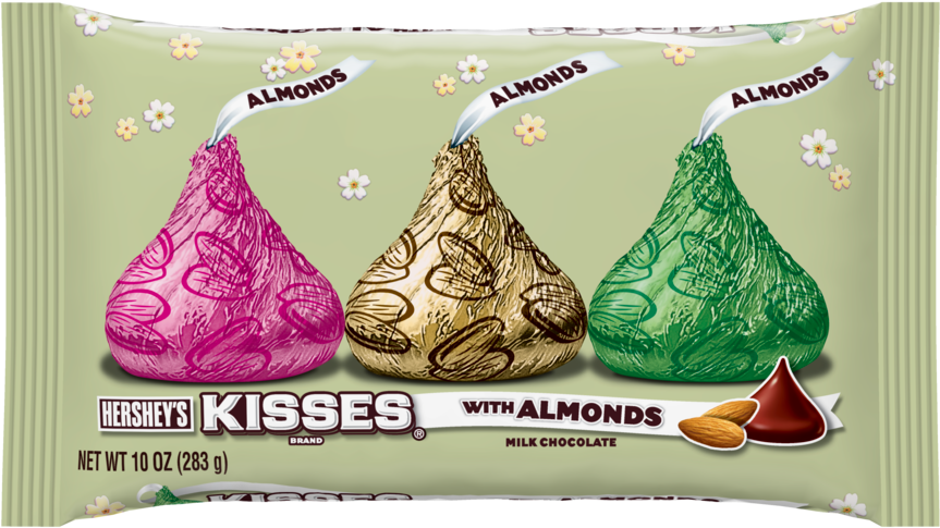 Easter Kisses Milk Chocolate With Almonds - Hersheys Kisses Milk Chocolate With Almonds - 10 Oz (1000x1000), Png Download