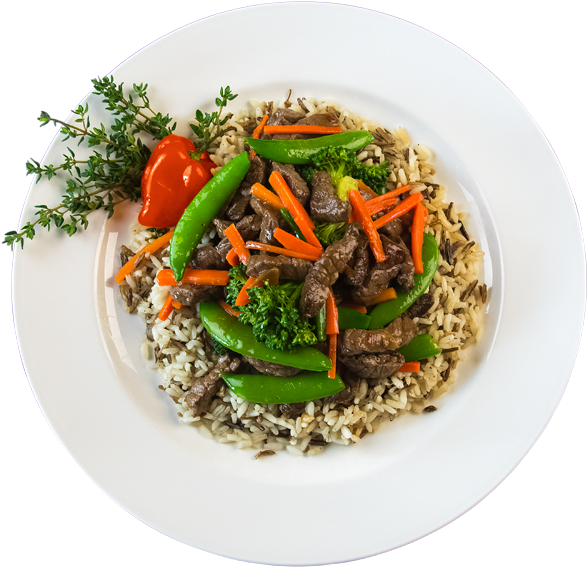 Tender Beef Strips And Fresh-cut Vegetables Sautéed - Beef (600x600), Png Download