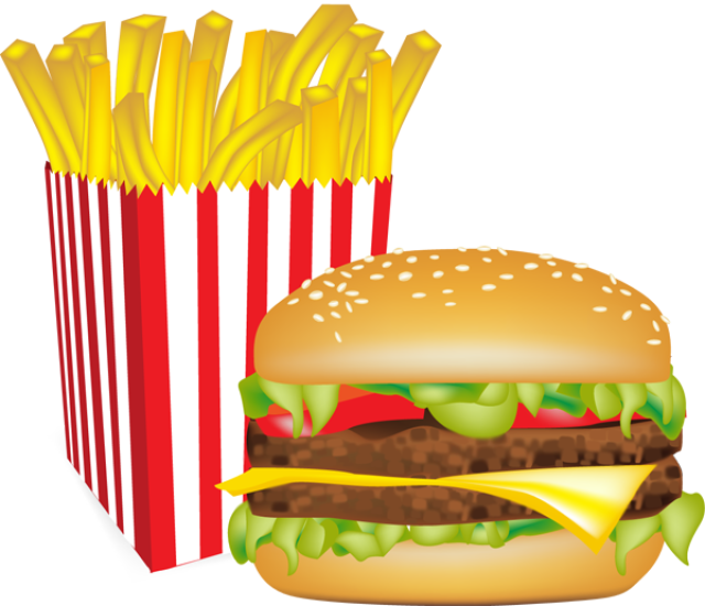 Burger Vector Fry - Hamburger Clipart (640x550), Png Download