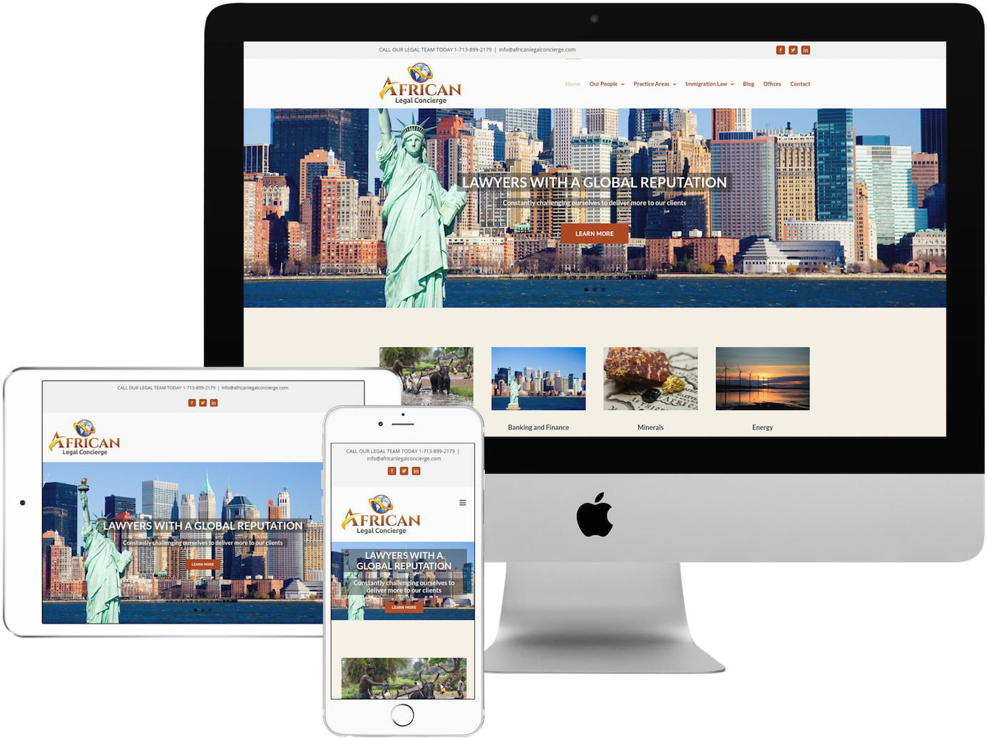 African Legal Concierge Website Mockup Imac - View Of New York From Nj City (1500x1125), Png Download