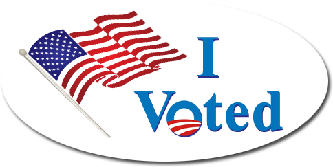 "i Voted" Obama Sticker - Sticker From Local Election (500x270), Png Download