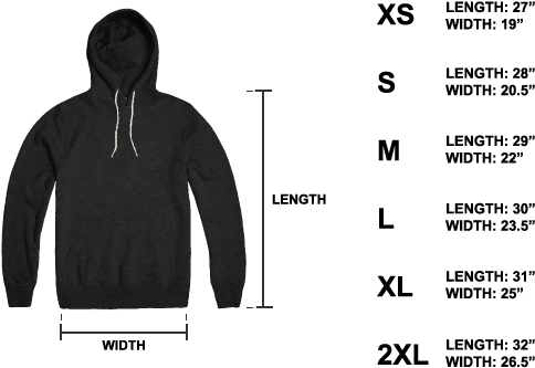 Size Chart Hoodie (800x400), Png Download