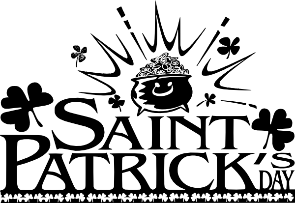 St Patrick's Day Black And White (600x413), Png Download