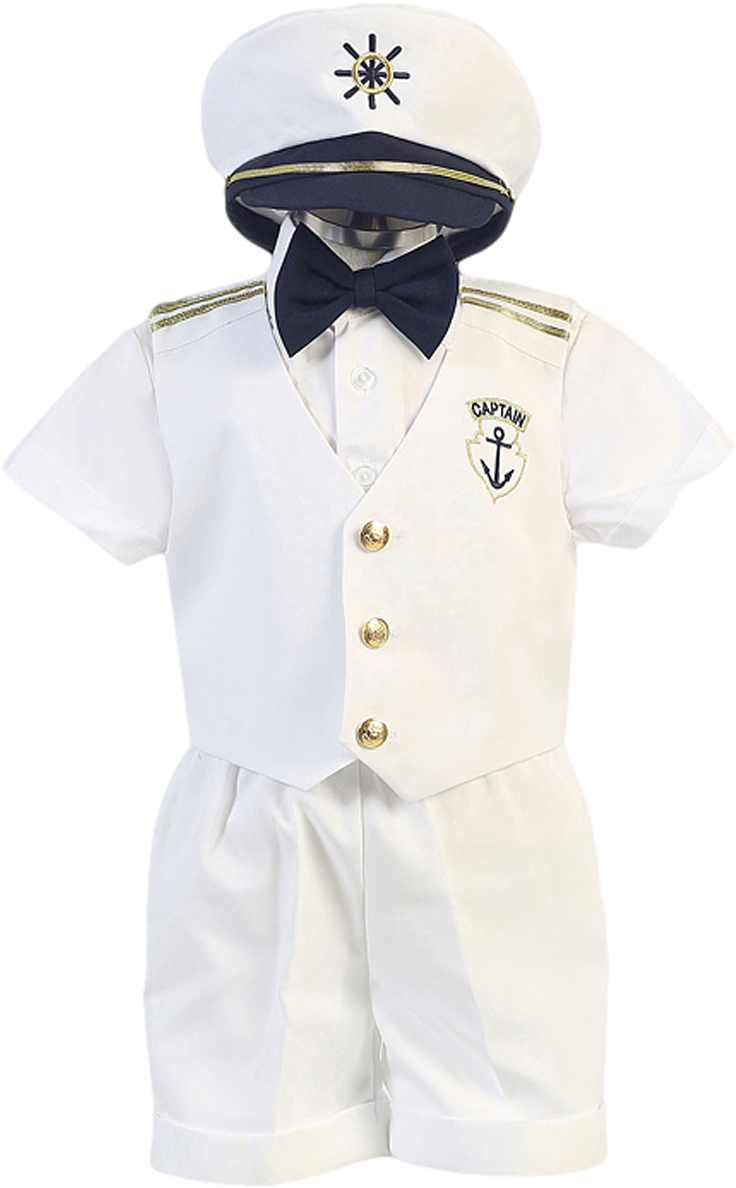 White Nautical Sailor Vest & Shorts 5 Piece Outfit - Infant (800x1200), Png Download