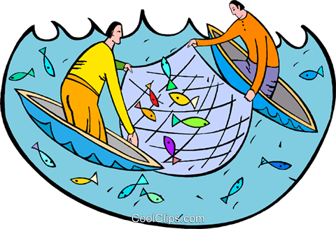 Fishermen With Fishing Nets - Fishing With Net Clipart (480x328), Png Download