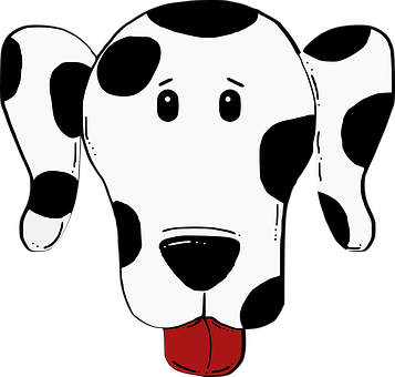 Dog Nose Spot Cute Tongue Ears Face Dalmat - Spotted Clipart (357x340), Png Download