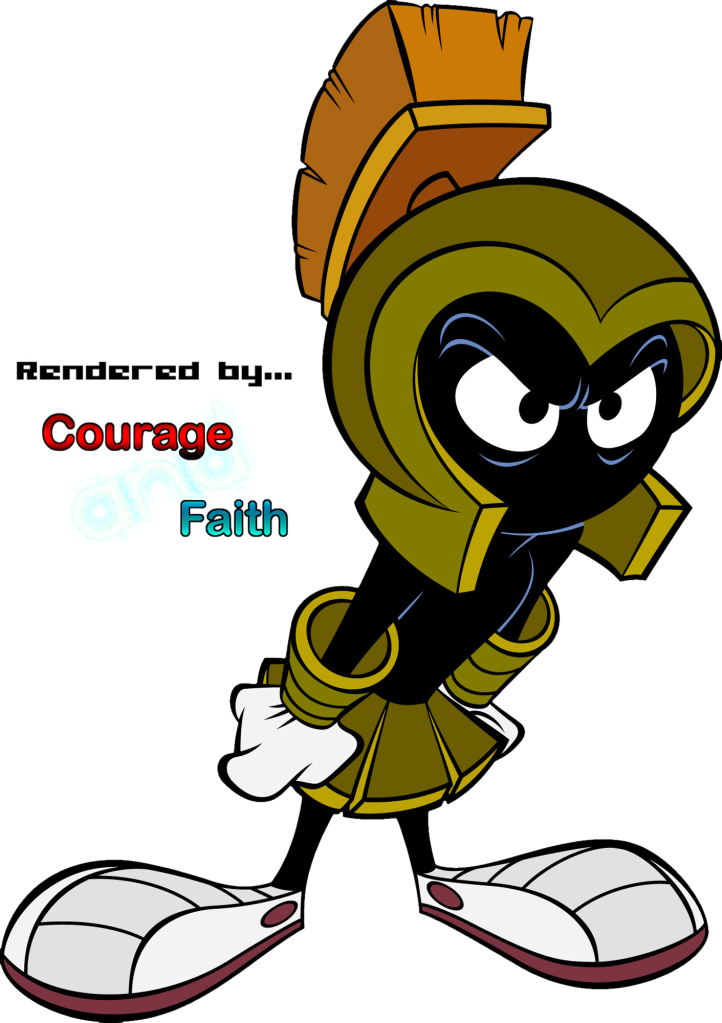 Cartoon Renders Story By Courage And Faith - Marvin The Martian (722x1023), Png Download