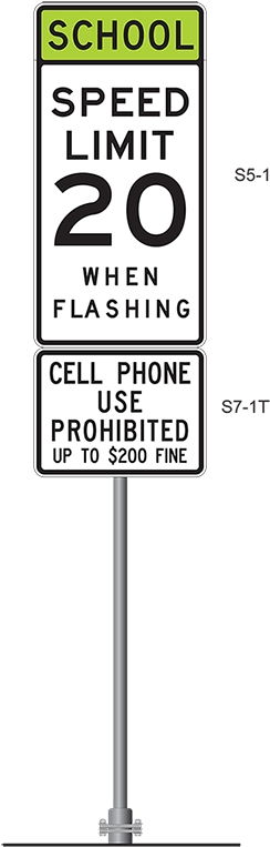 Example Of Cell Phone Use Prohibited Sign Assembly - Olympia Sa286p Signage Road And Traffic Signs School (380x800), Png Download