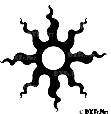 Dxf Sun Silhouette Design - Buddhist Symbol Wheel Black (400x400), Png Download