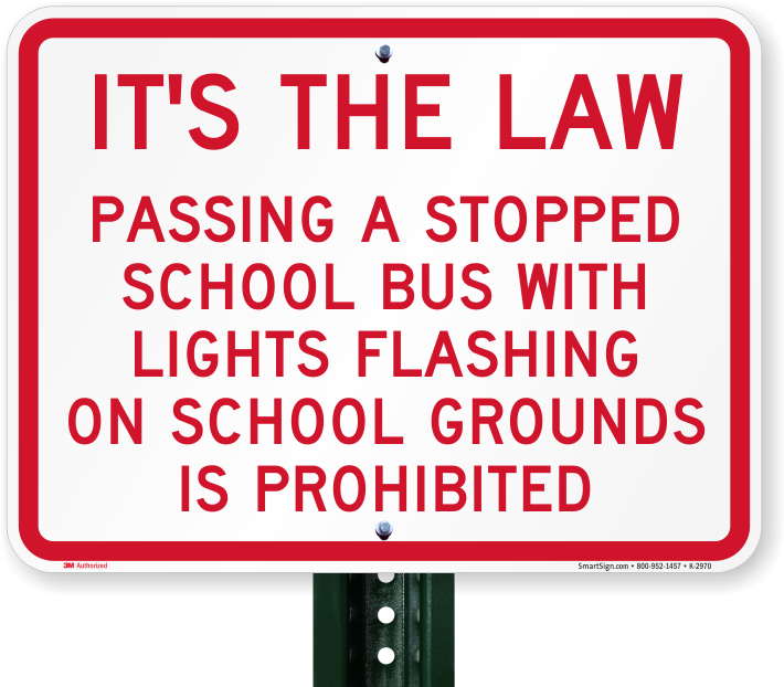 Passing Stopped Bus With Lights Prohibited Sign - Stop Here When Flashing Sticker (800x800), Png Download