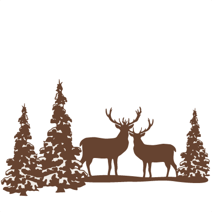 Reindeer Winter Scene Svg Scrapbook Cut File Cute Clipart Christmas Tree Scene Silhouette Full Size Png Download Seekpng