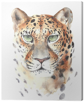 Leopard Big Cat Head Portrait Watercolor Painting Illustration - Painting (400x400), Png Download