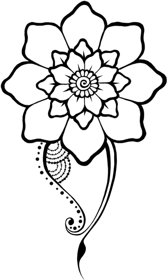 Henna Flower 1 By Teenu-stock On Deviantart Picture - Simple Henna Flower Png (766x1044), Png Download