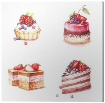 Set Of Different Varieties Of Cakes - Hand Drawn Illustrator Dessert (400x400), Png Download