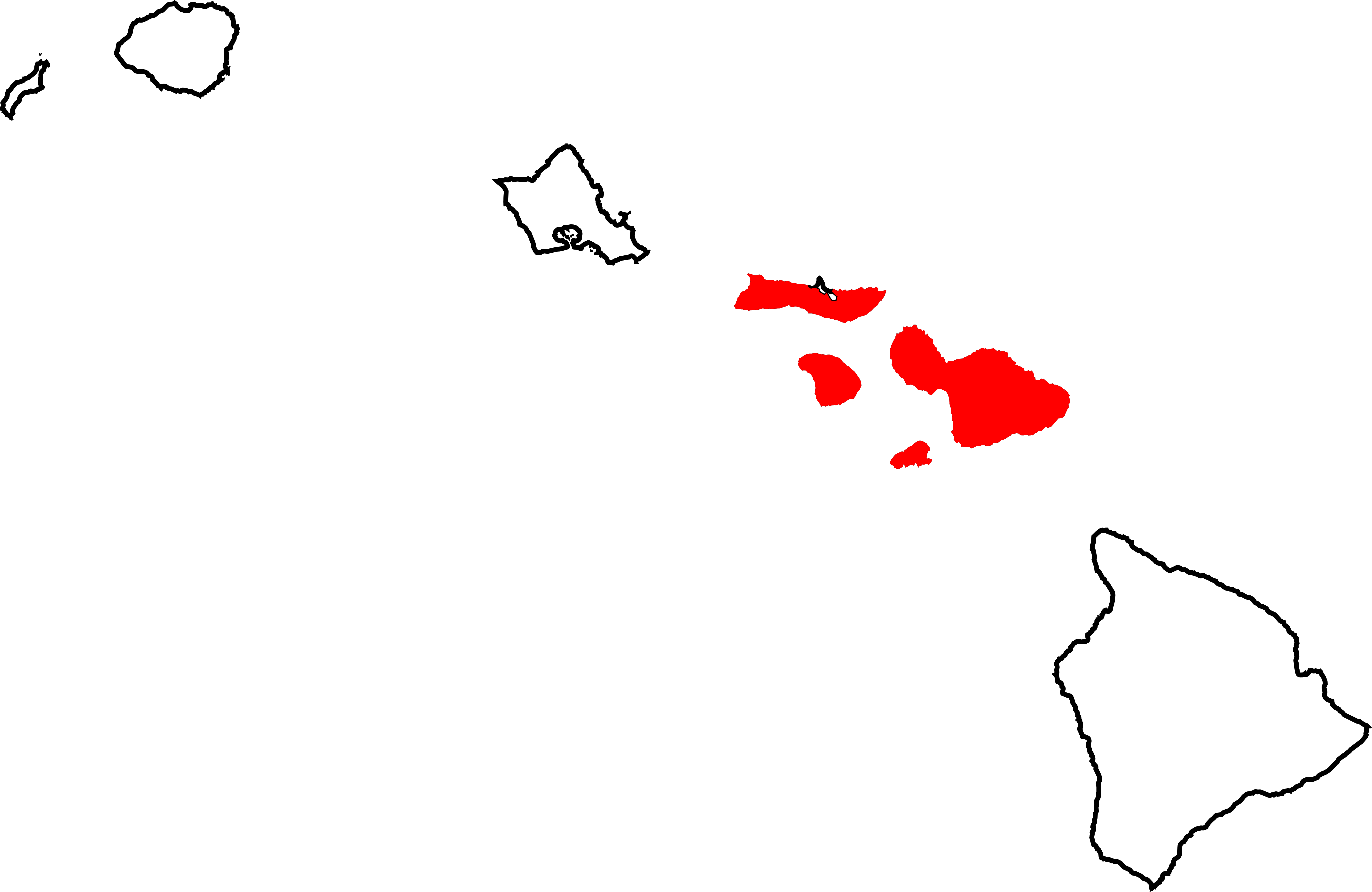 Hawaii Outline Png - Outline Map Of Hawaiian Islands (5663x3681), Png Download
