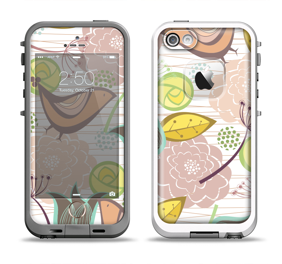 The Vintage Tan & Gold Vector Birds With Flowers Apple - Iphone (900x842), Png Download