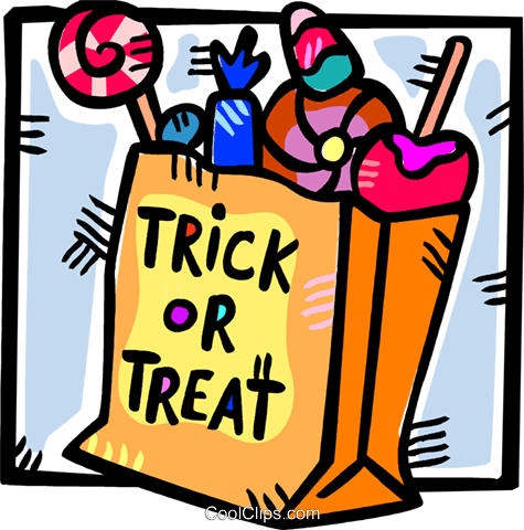 Bag Halloween Candies Royalty Free Vector Clip Art - Trick Or Treat Candy Clipart (475x480), Png Download