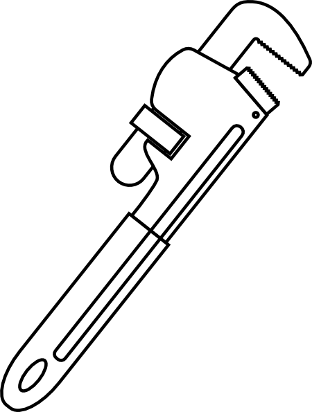 Pipe Wrench Clip Art At Clker Com Vector Clip Art Online - Monkey Wrench Black And White (450x595), Png Download