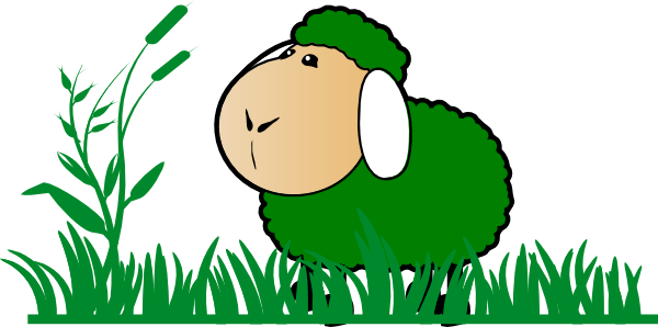 How To Set Use Green Sheep With Grass Clipart (600x298), Png Download
