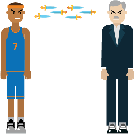 Carmelo Anthony And Phil Jackson - Cartoon (900x505), Png Download