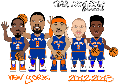 Nbatoon Of Jason Kidd, Iman Shumpert, Jr Smith, Carmelo - New York Knicks (494x350), Png Download