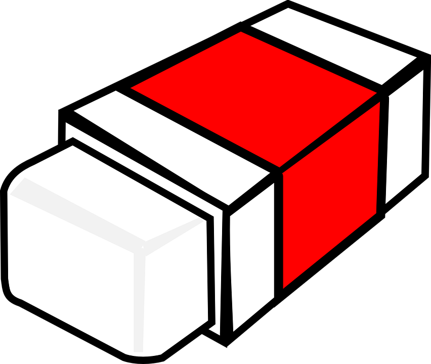 Eraser Rubber Red Undo Office School Sketc - Erasers Clipart (402x340), Png Download