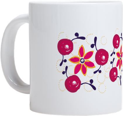 Bright Cute Cottage Garden Design, Folk Art Watercolor - Bright Red Roses Pillow Case (460x460), Png Download