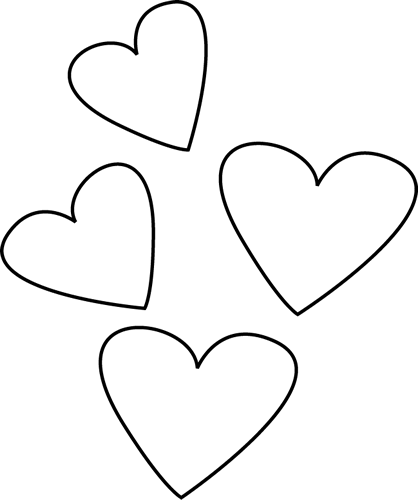 Black And White Valentine's Day Hearts Clip Art - Hearts White (418x500), Png Download