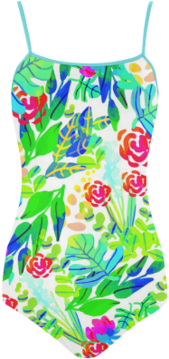 Cute Tropical Watercolor Flowers Strap Swimsuit - Cafepress Jungle Watercolor Flowers F Full/queen Duvet (500x500), Png Download