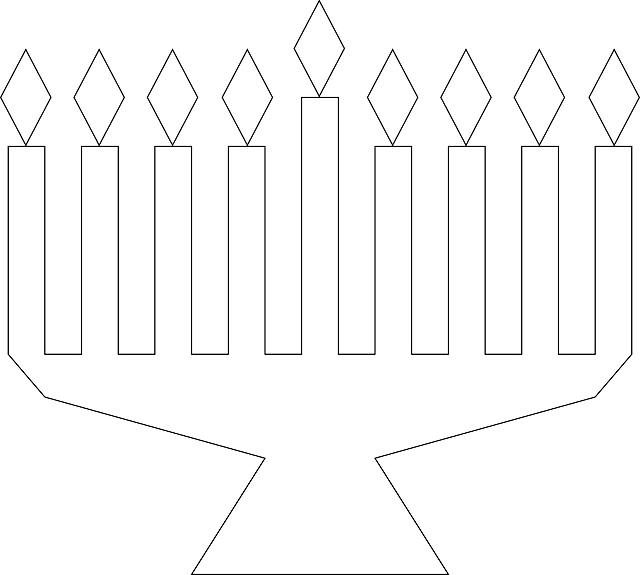 Outline, Light, Holiday, Jewish, Menorah, Hanukkah - Coloring Book (640x575), Png Download