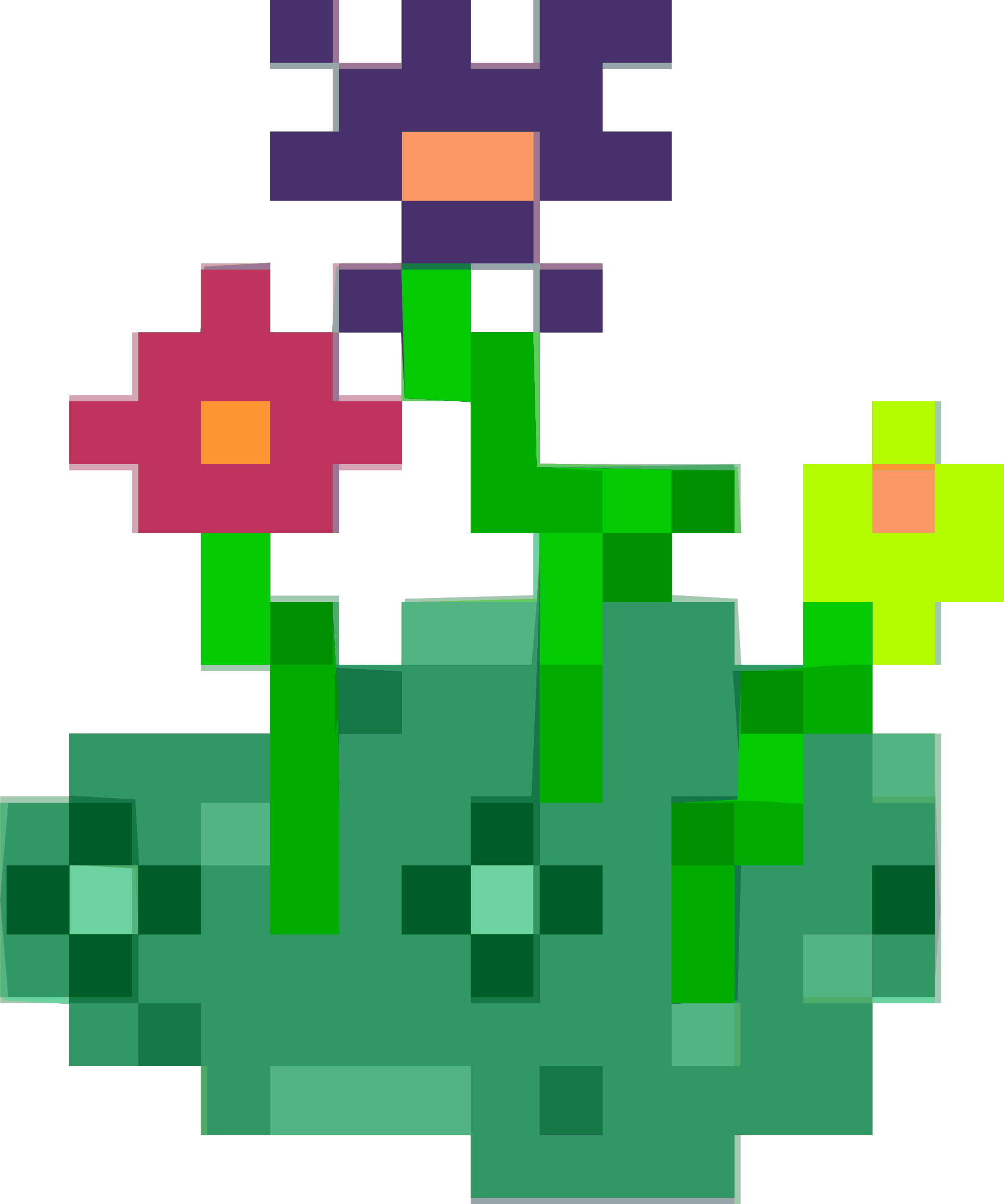 Computer Icons Pixel Art Flower 8-bit Color - Flower Pixel Png (625x750), Png Download