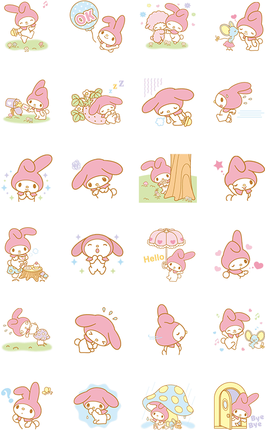 My Melody Stickers (562x900), Png Download