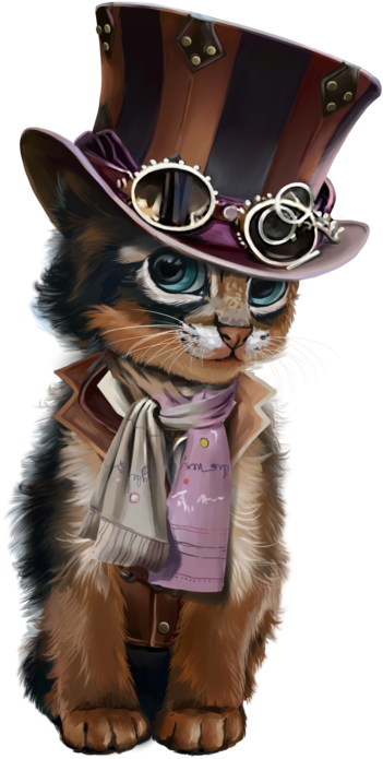 Steampunk Steampunk Animals, Steampunk Cat, Anime Animals, - Steampunk Cat Psp Tubes (392x699), Png Download