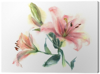 Watercolor Painting Of Flowers - Lirio Y Flores Acuarela (400x400), Png Download