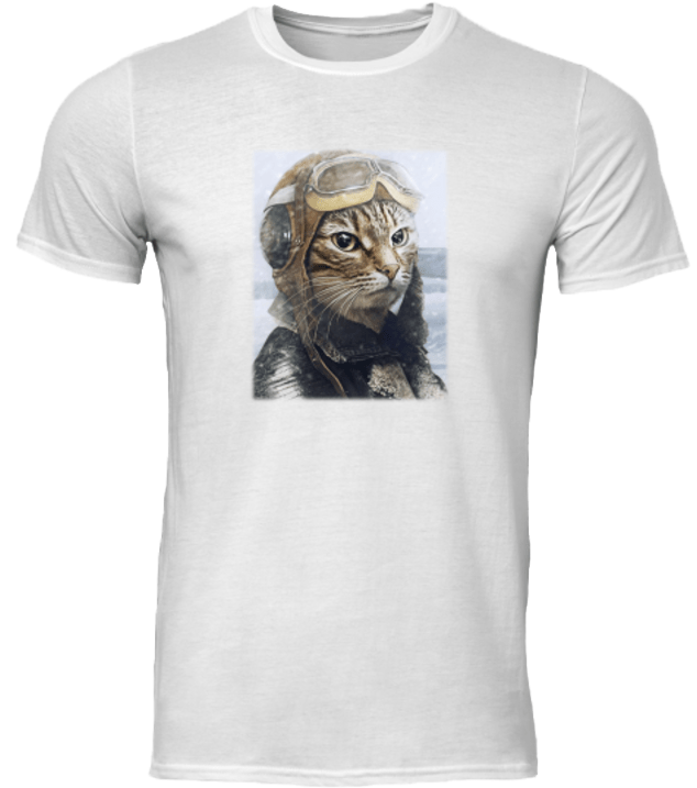 Cat Pilot - T-shirt (638x734), Png Download