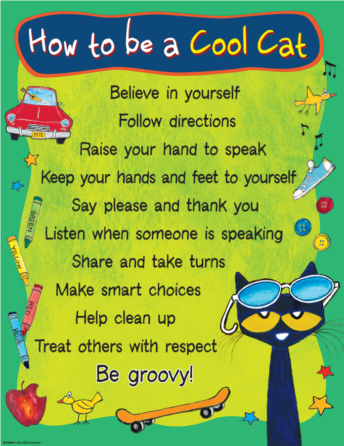 Tcr63928 Pete The Cat How To Be A Cool Cat Chart Image - Pete The Cat Poster (900x900), Png Download