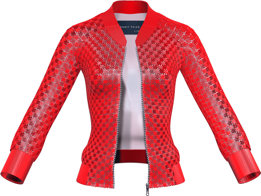 red transparent jacket