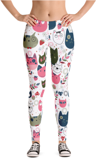 Cool Cat Leggings - Happy Double Hooded Pied Frenchie Capri Leggings (600x600), Png Download