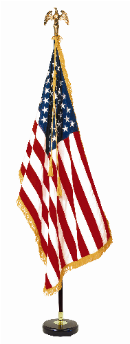 Flag Set With Mahogany Hardware - Usa Flag With Stand (500x500), Png Download