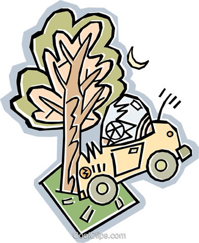 Car Accident Royalty Free Vector Clip Art Illustration - Car Crash Into A Tree Cartoon (392x480), Png Download