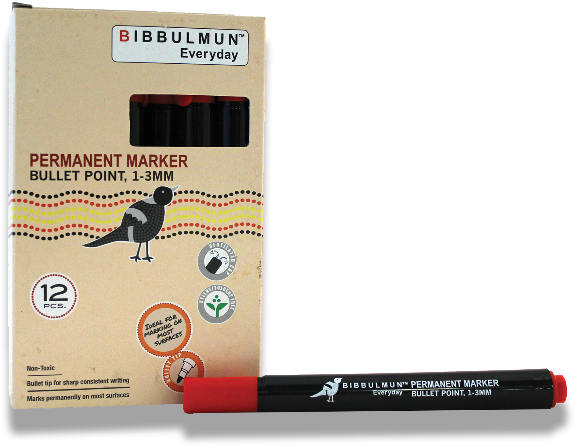 Permanent Marker Bullet Point 12-pack Red - Black Cat (1920x1920), Png Download