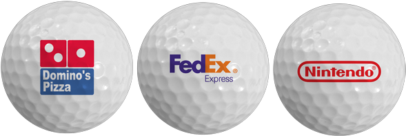 Printed - Golf Ball With Color Logo (600x201), Png Download