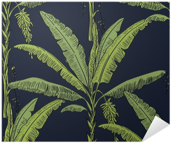 Vector Drawn Banana Palm Tree Seamless Pattern With - Drawing (400x400), Png Download