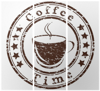 Vector Coffee Time Grunge Stamp With A Cup Triptych - Coffee Time (400x400), Png Download