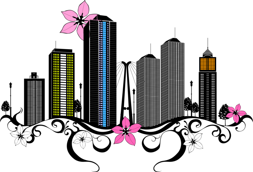 Share This Image - City Vector (882x600), Png Download